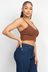 Knitted Cami Sweater Tank Top - LA7 ONLINE Brown / M