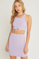 Sleeveless Front Cut Dress - LA7 ONLINE Lavender / S