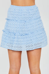 Woven Solid Puff Sleeve Top And Mini Skirt Set - LA7 ONLINE