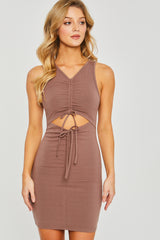 Sleeveless Cut Out Dress - LA7 ONLINE Cacao / S