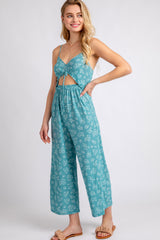 Woven Print Cami Elastic Waist Jumpsuit - LA7 ONLINE S / Mint