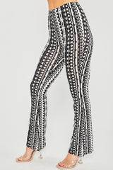 Knit Print Long Flare Pants - LA7 ONLINE Black / L