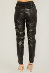 PU Faux Leather Pants with Waistband