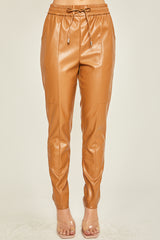 PU Faux Leather Pants with Waistband