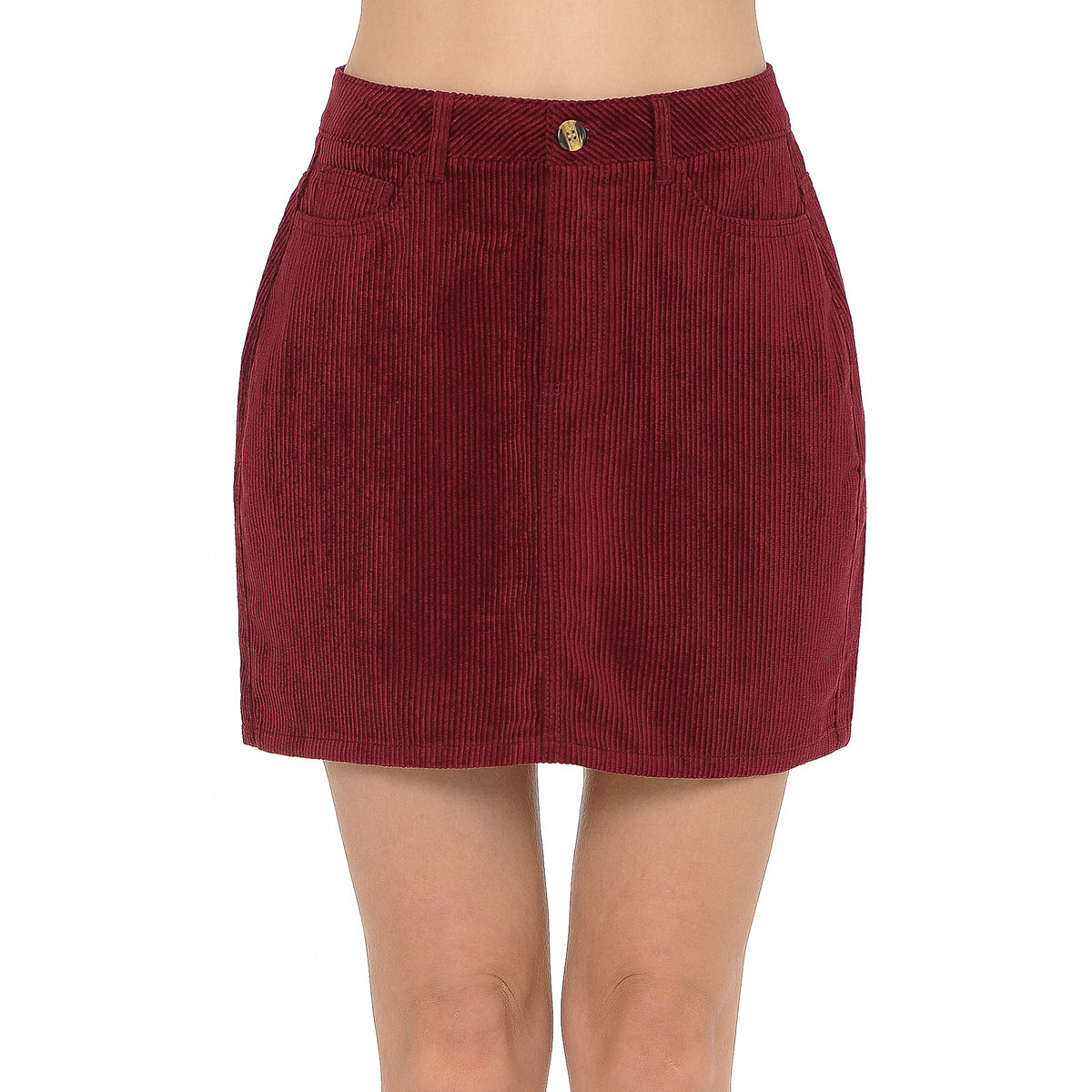 Corduroy Mini Skirt - LA7 ONLINE S / BURGUNDY