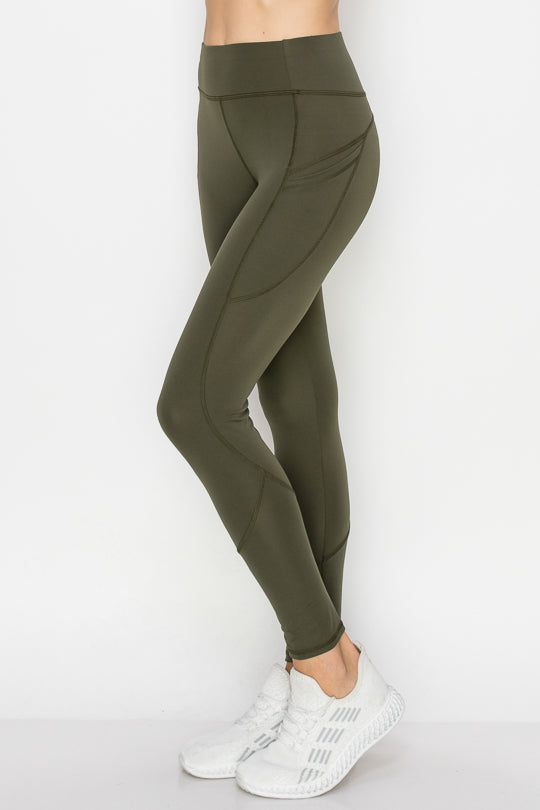 Seam Detail Pocket Legging - LA7 ONLINE Olive Green / S/M