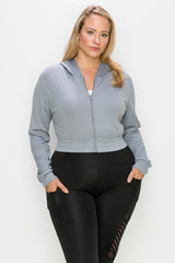 Crop Full Zip Hooded Jacket - LA7 ONLINE Pants Grey / L/XL