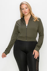 Crop Full Zip Hooded Jacket - LA7 ONLINE Pants Olive Green / L/XL