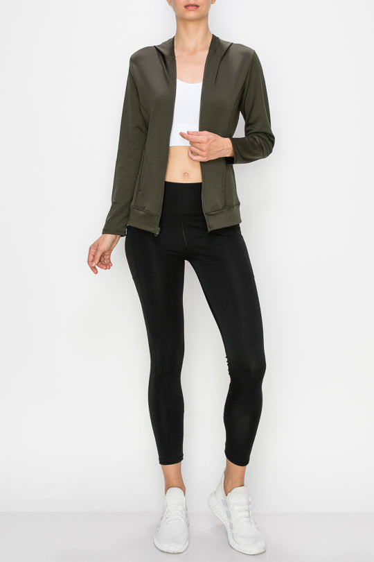 Full Zip Hooded Jacket - LA7 ONLINE Olive Green / S/M