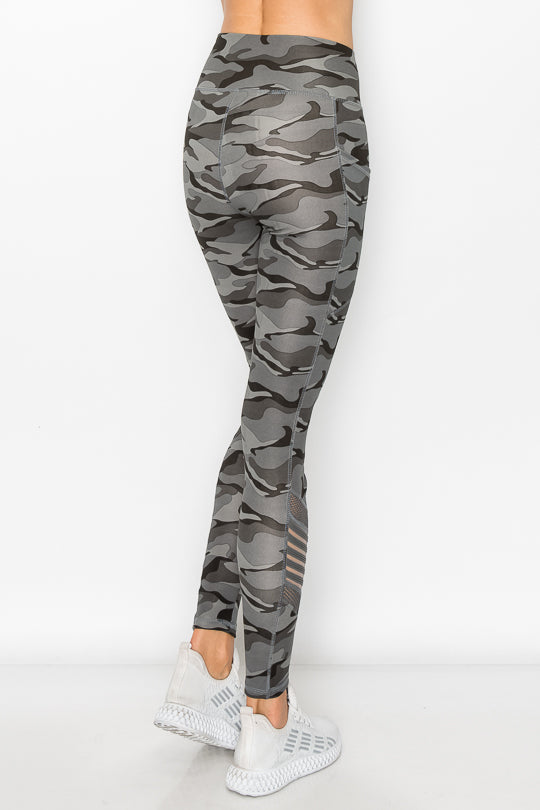 Grey Camo Leggings, Camouflage Printed Tiktok Leggings for Women
