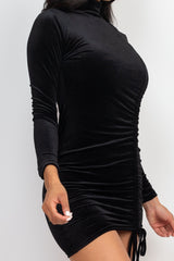Velvet Side Drawstring Mini Dress - LA7 ONLINE