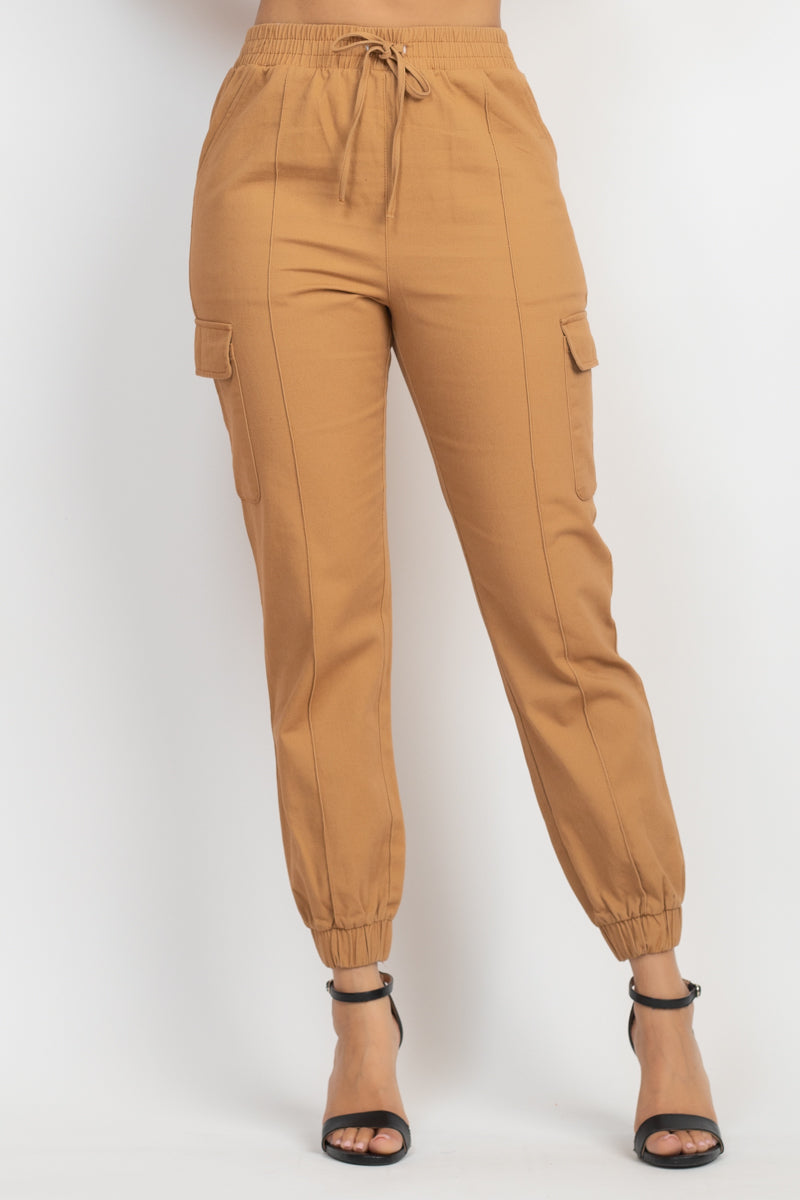 Solid High-Rise Pocketed Jogger Pants - LA7 ONLINE