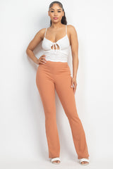Solid High-Rise Pocketed Jogger Pants - LA7 ONLINE S / LIGHT RUST