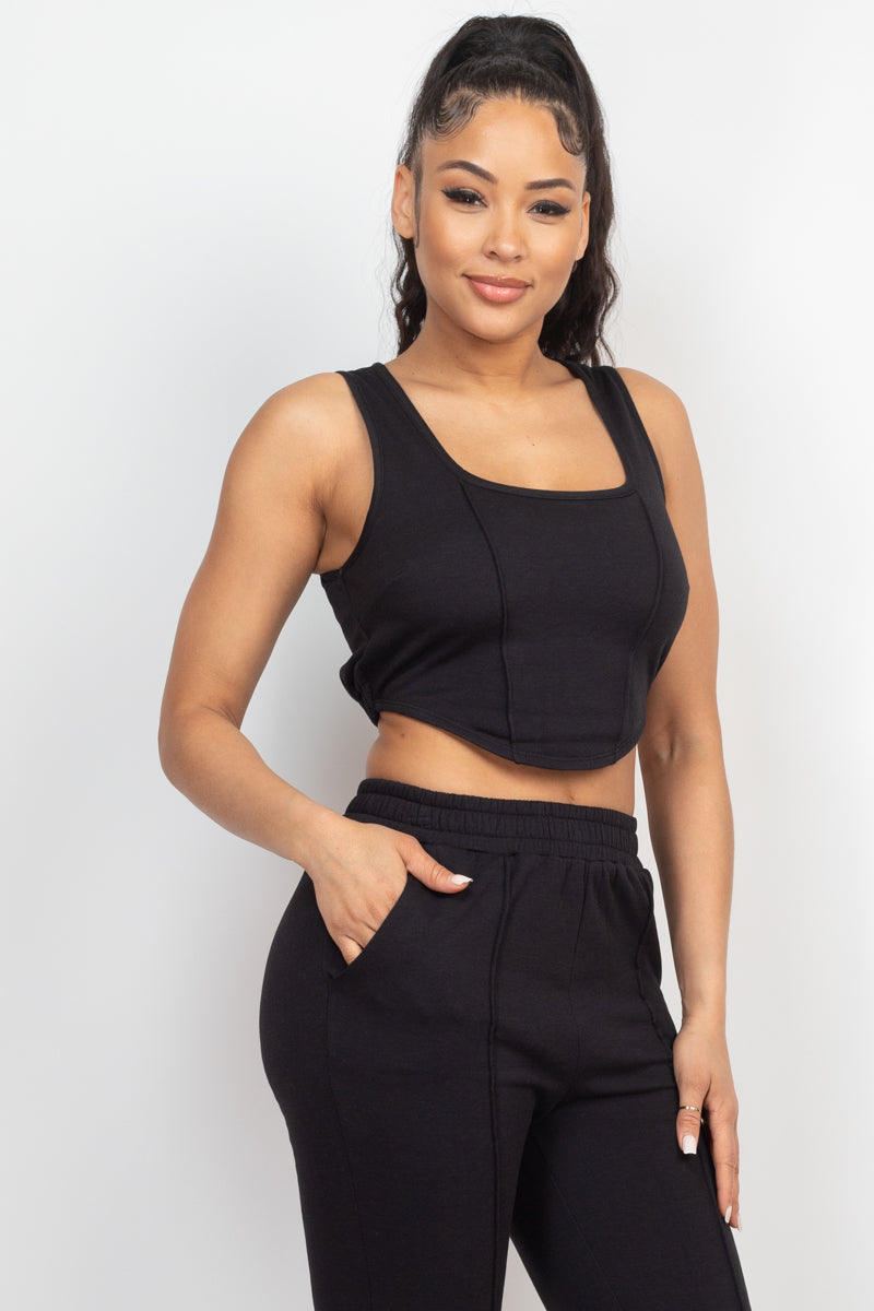 LA7 Ribbed Workout Sets for Women 2 Piece Gym Outfits Crop Tops