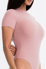Luxe Feel Short Sleeve Mock Neck Rib-Knit Bodysuit - LA7 ONLINE