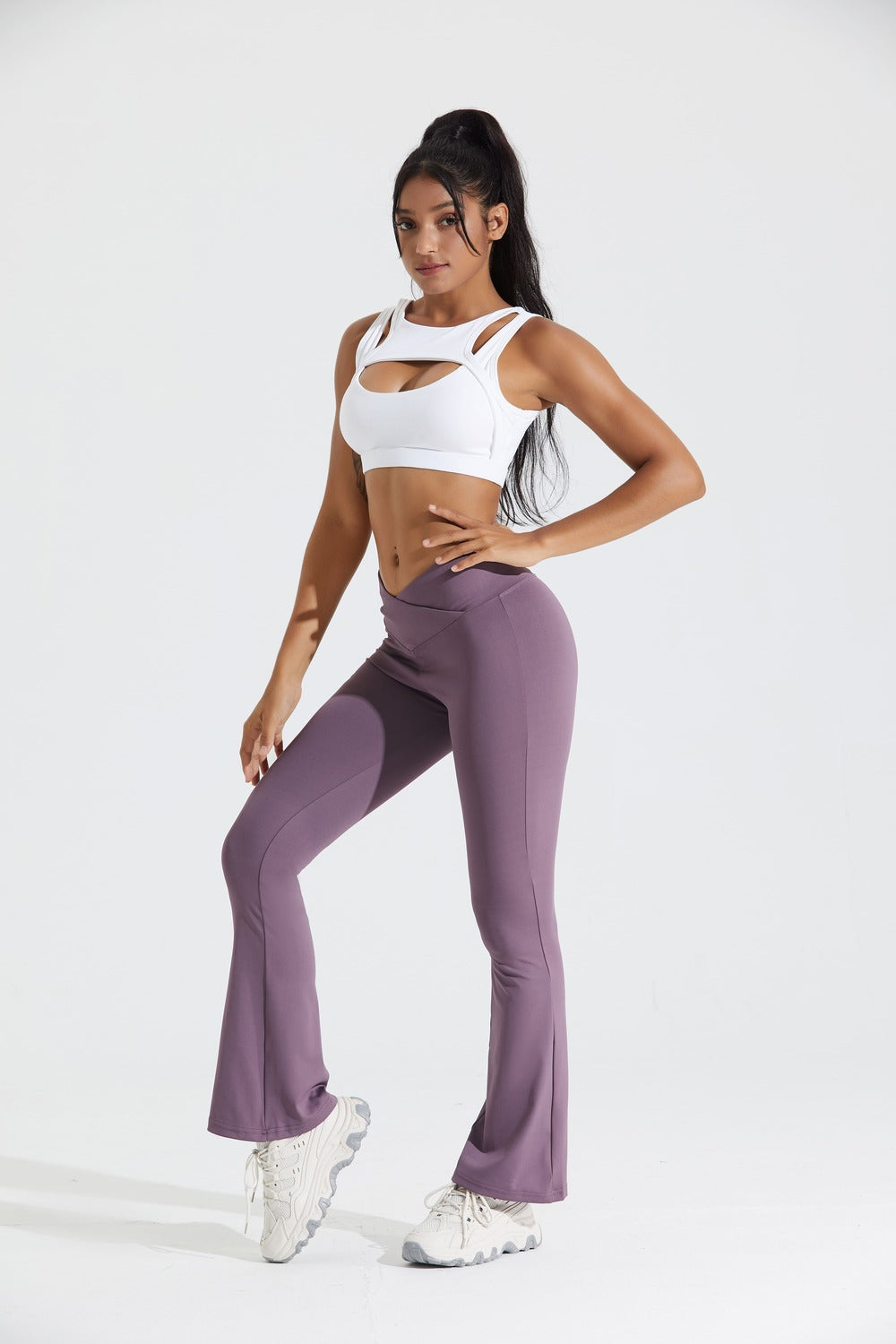 UMIRIKO Teal Women's Yoga Pants Crossover Flare Leggings with