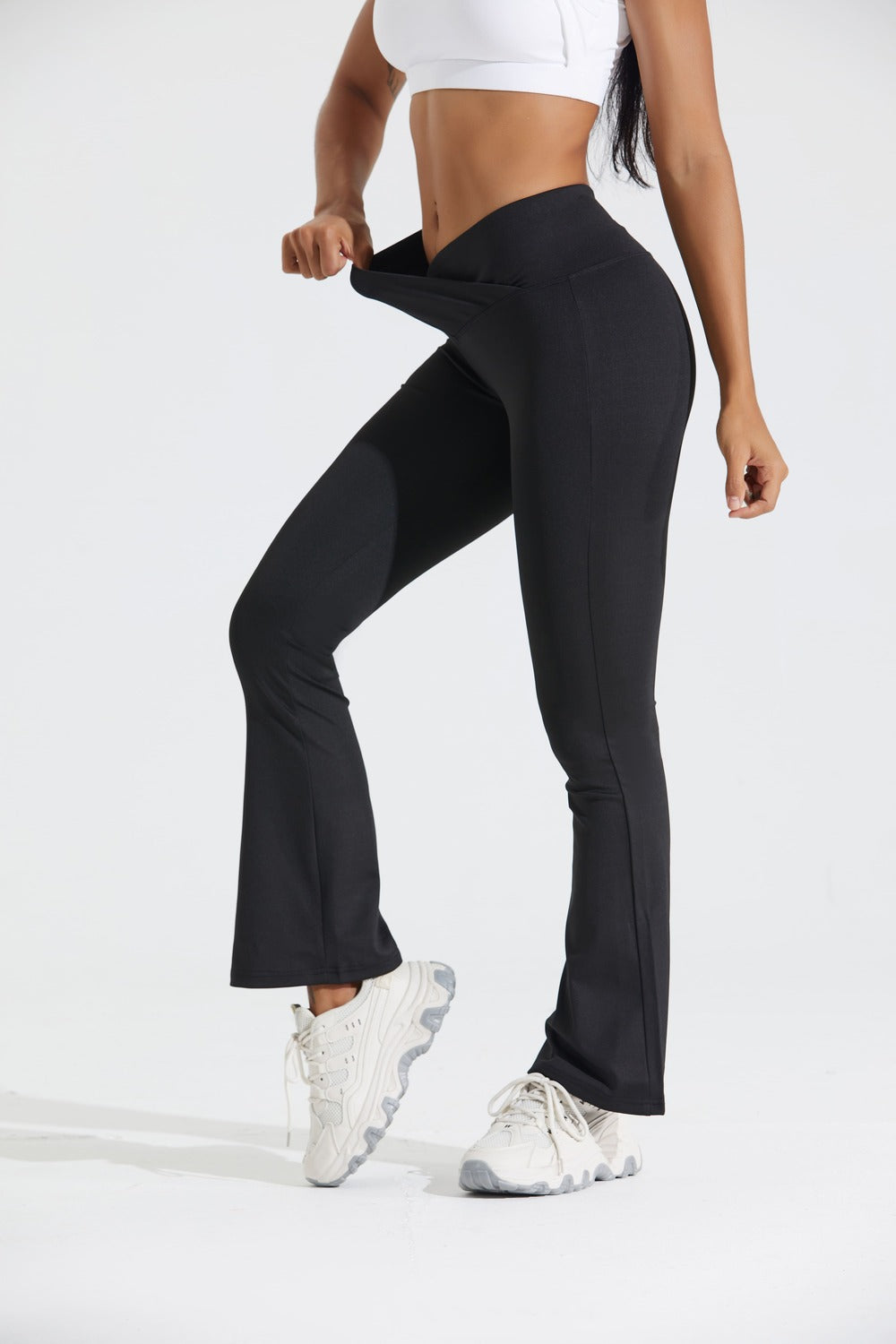 Womens Active Flare Crossover Flare Leggings For Yoga, Gym