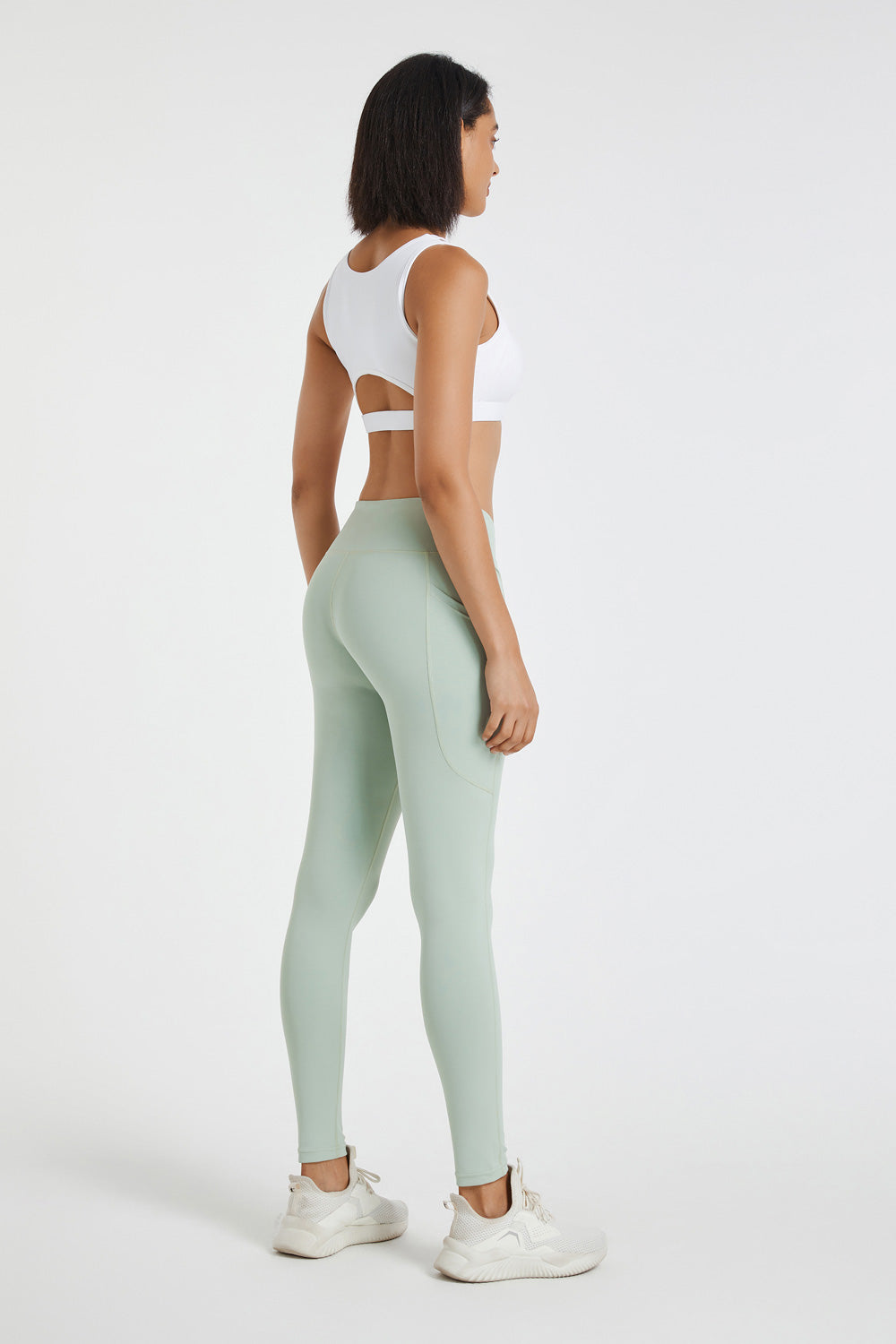 Sage Green Crossover Legging With Pockets - LA7 ONLINE