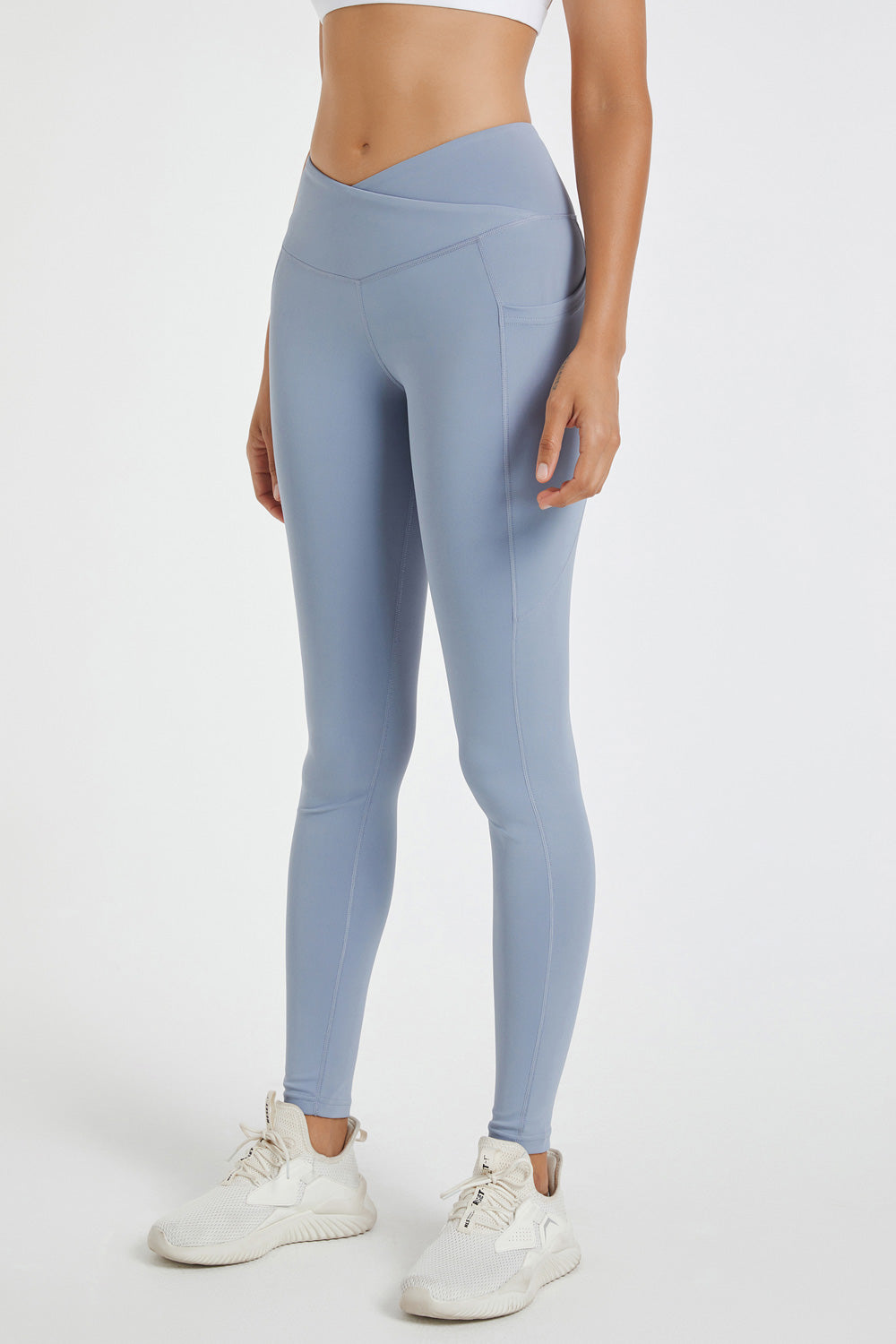 Loony Blue Crossover leggings with pockets