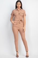 Front Button Collared Jumpsuit