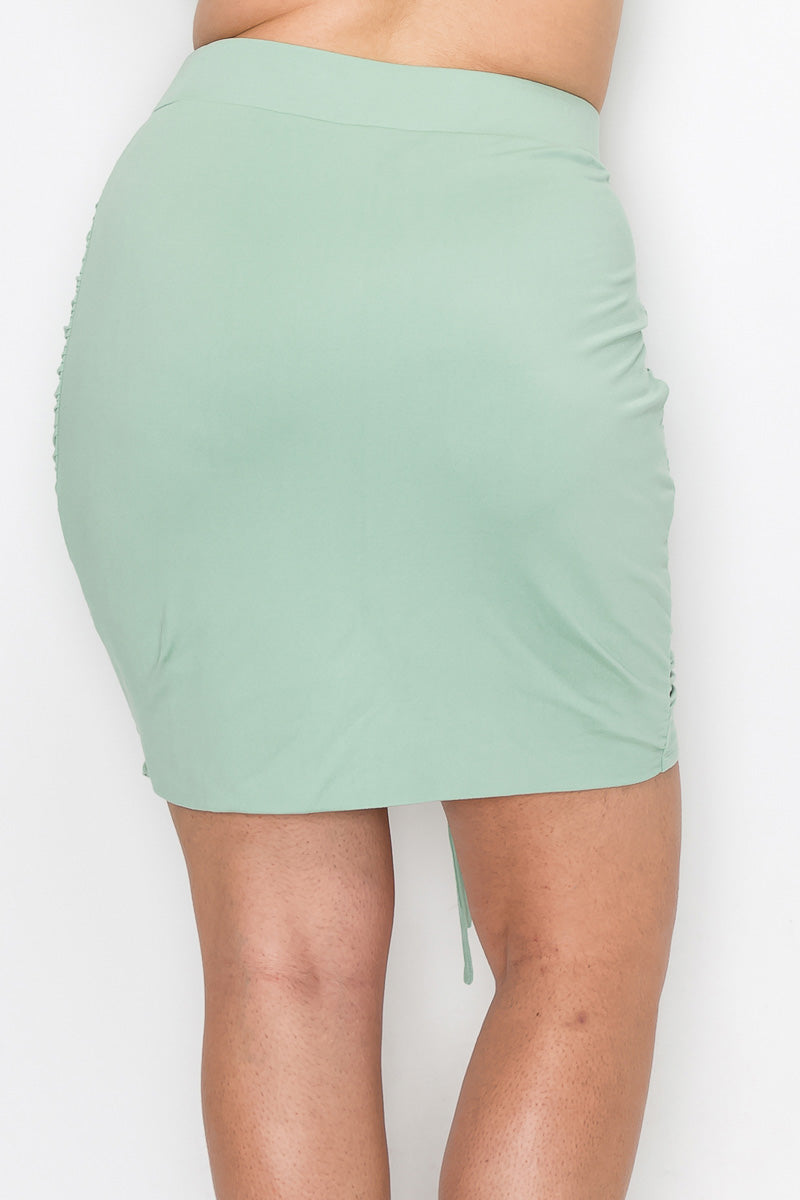 Plus Ruched Crop Top & Mini Skirts Set - LA7 ONLINE