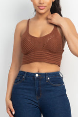 Knitted Cami Sweater Tank Top - LA7 ONLINE Brown / L