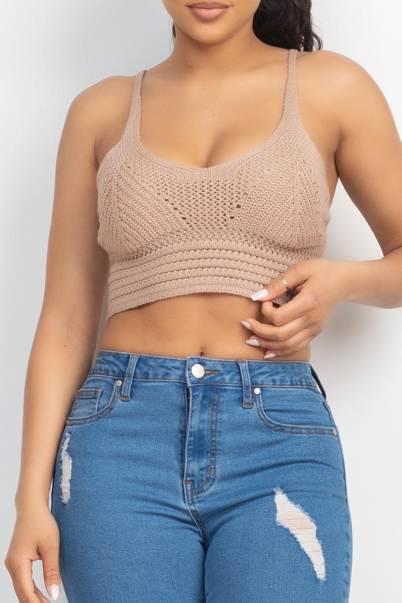 Knitted Cami Sweater Tank Top - LA7 ONLINE Light Coco / M
