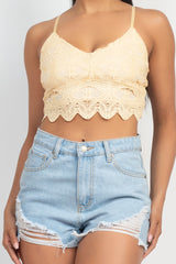 Embroidered Scalloped Hem Lace Top - LA7 ONLINE