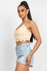 Embroidered Scalloped Hem Lace Top - LA7 ONLINE