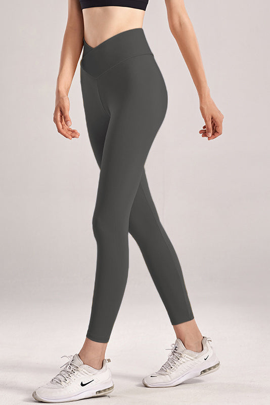 High-Rise Crossover Waist Four-Way Stretch Legging Charcoal - LA7 ONLINE