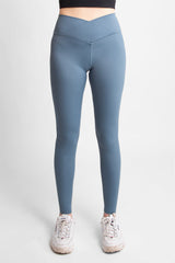 High-Rise Crossover Waist Four-Way Stretch Legging Teal - LA7 ONLINE Teal / S