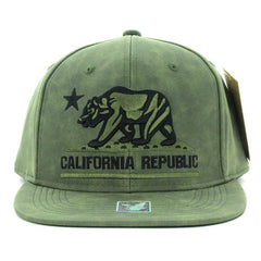 California Embroidered Olive Cap - LA7 ONLINE One Size