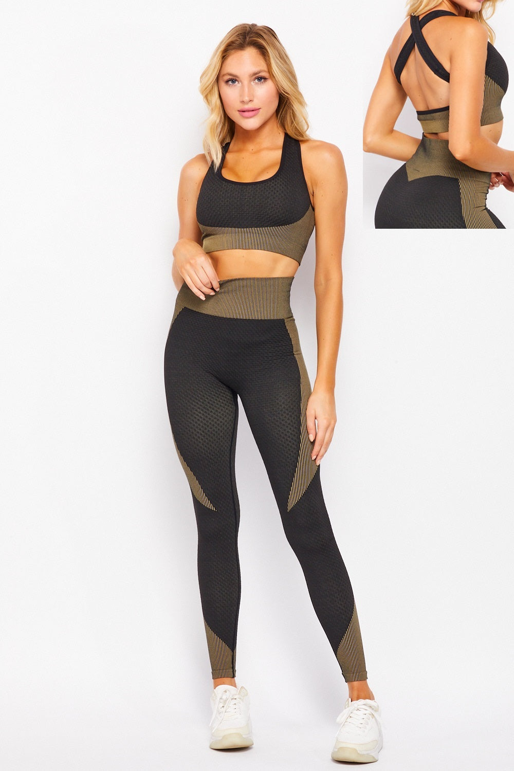 LA7 Ribbed Workout Sets for Women 2 Piece Gym Outfits Crop Tops