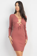 Cutout Lace-Up Sweater Dress