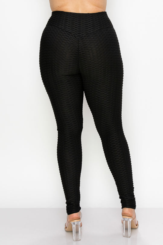 TikTok Famous Butt Scrunch Leggings SMALL in Black Textured Diamond Weave S