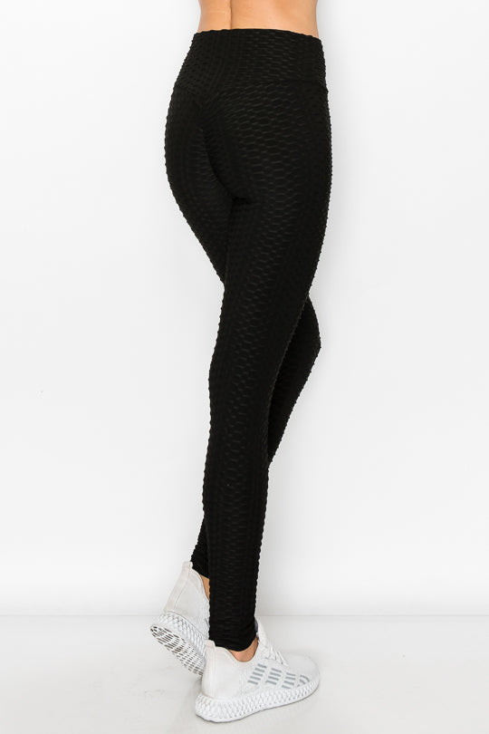 TikTok Famous Butt Scrunch Leggings SMALL in Black Textured Diamond Weave S